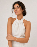 Alternate Amalfi summer portrait featuring the Amara gold A bracelet