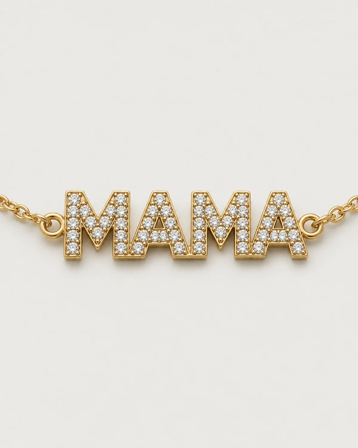 Macro of the Amaya MAMA word-bar and clear pave stones