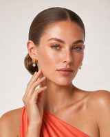 Human-scale Positano summer portrait showing the Astra earrings