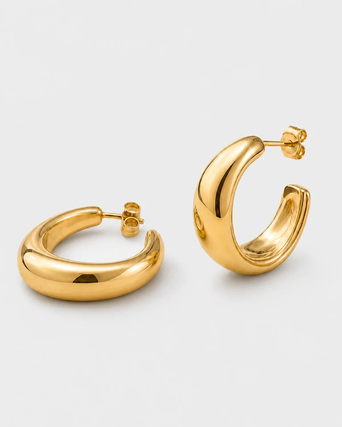 Alternate view of the Aurelle sculpted hoop pair with posts and butterfly backs