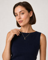 Human-scale French Riviera summer portrait showing the Aveline L necklace
