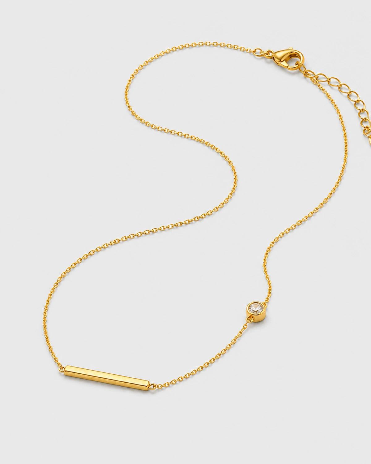 Alternate full view of Aven necklace with clasp and extender