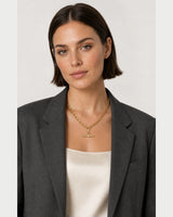 Australian model wearing the Célestine crystal mixed-link necklace