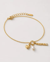 Alternate full view of the Elara mama charm bracelet and adjustable closure