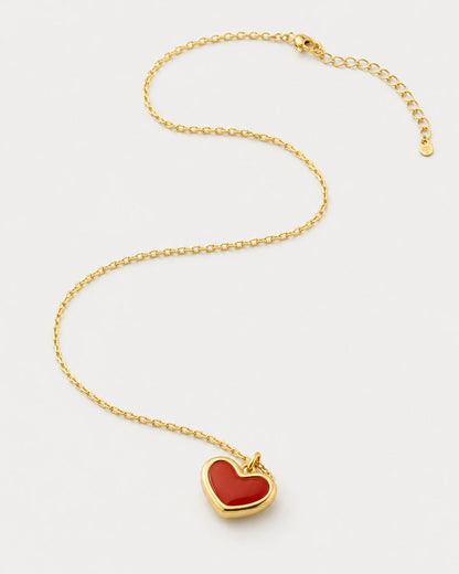 Estelle gold heart necklace in an alternate studio arrangement with clasp visible