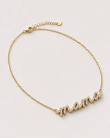 Alternate full view of the Liora sculpted mama necklace and adjustable closure