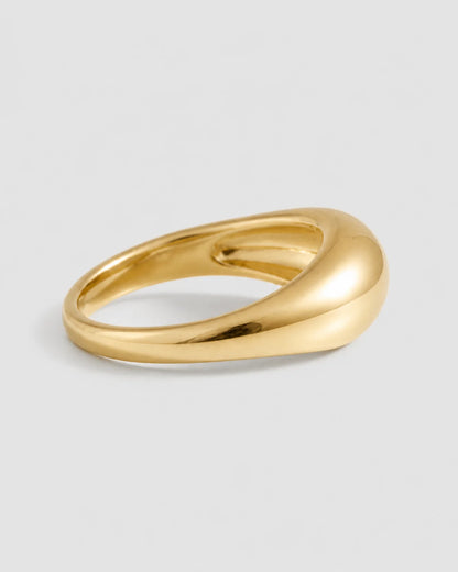 Side profile of the Lune dome ring showing its organic taper and slim underside