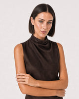Wide editorial studio portrait showing the Lune dome ring at natural scale