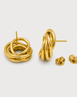 Reverse and side view of Lyra knot studs with posts and butterfly backs