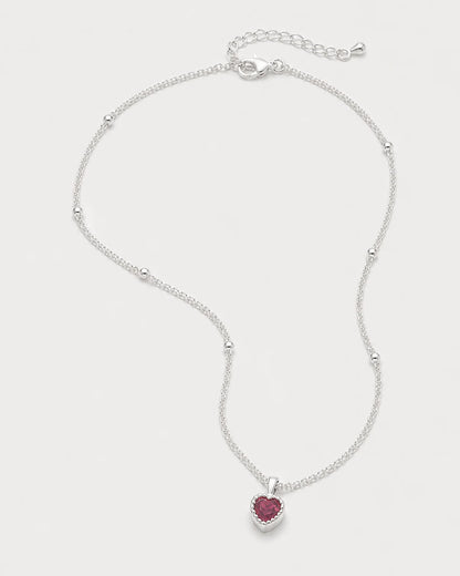 Alternate full necklace view showing the Maëlle station chain, clasp and heart pendant