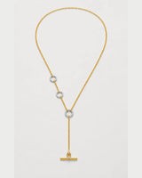 Marais mixed-metal crystal lariat necklace on pale dove-grey