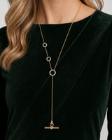 Eye-free three-quarter portrait of Gabrielle wearing the Marais lariat