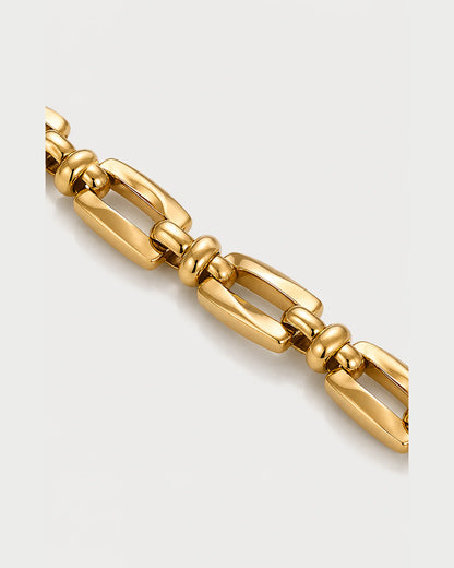 Macro view of Marcelle polished rectangular links and rounded connectors