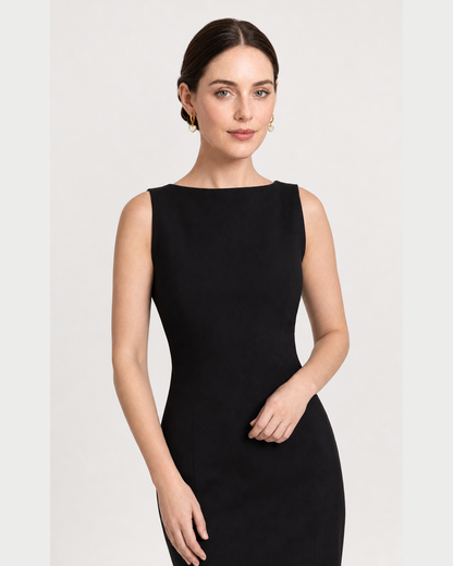 Human-scale studio view of the Maris heart huggies with black tailoring