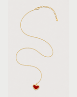Complete Noemie crimson heart necklace with fine chain, clasp and extender
