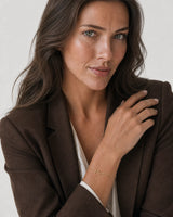 Alternate portrait of the same Australian model wearing the Sera Mama bracelet