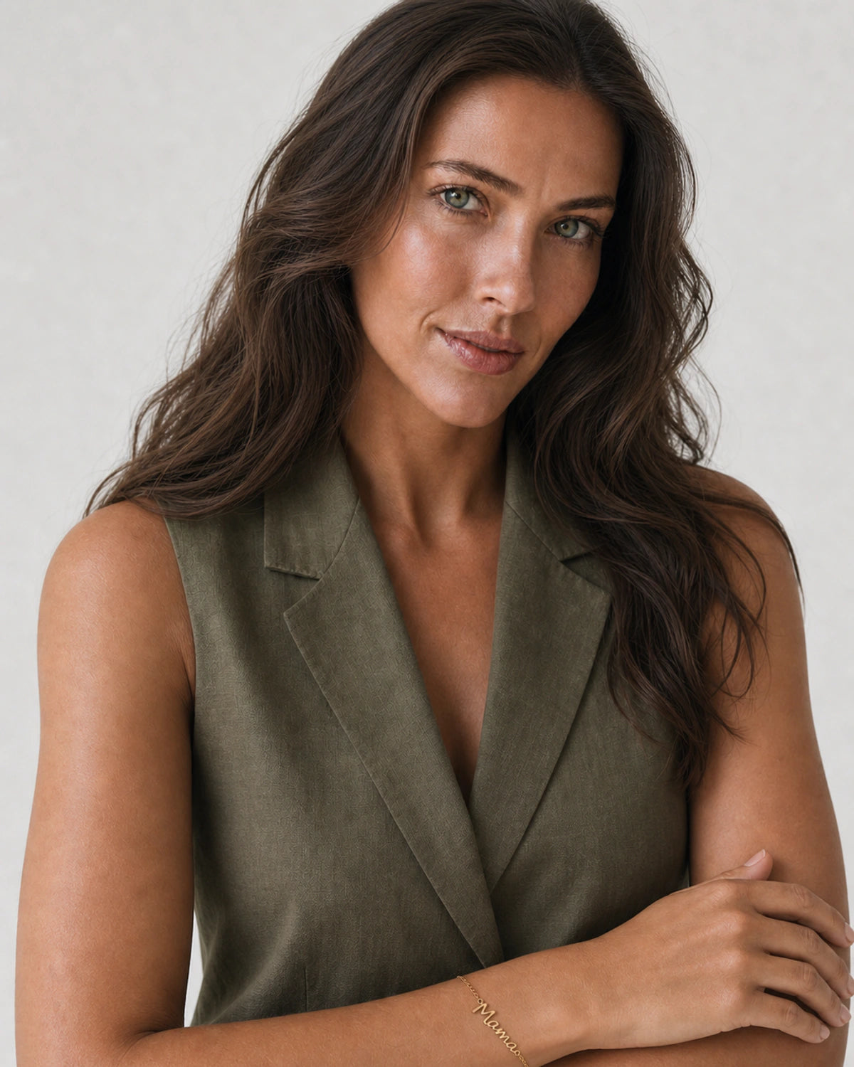 Human-scale portrait showing the Sera Mama bracelet