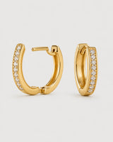 Serein Pavé Huggies in polished 18k gold vermeil, clasp detail
