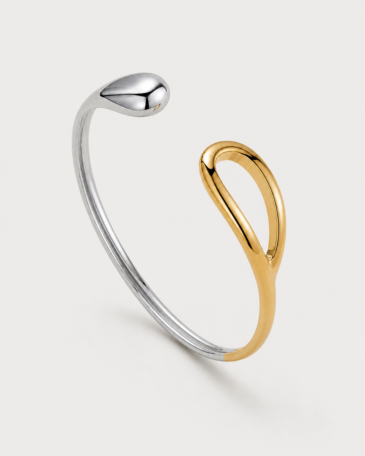 Sora two-tone open bangle on pale dove-grey
