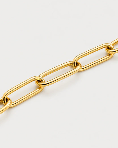 Macro view of Vela elongated open paperclip links
